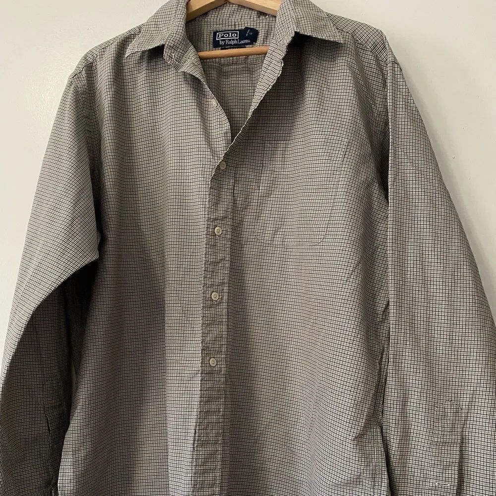 Polo Ralph Lauren Men Plaid  Cotton Shirt Size L
